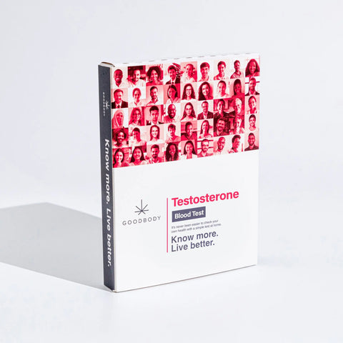 Goodbody testosterone blood test kit packaging on a white background