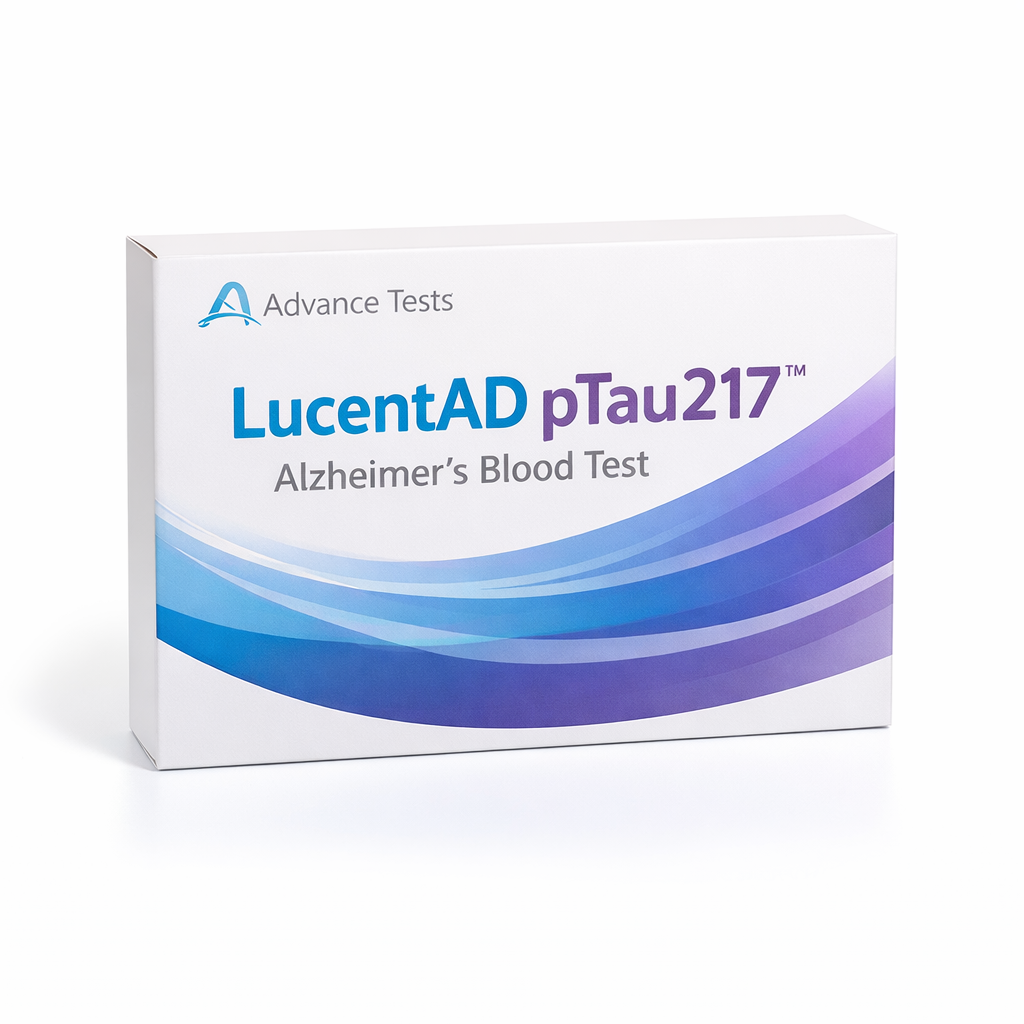 LucentAD pTau217 Alzheimer's blood test kit box – available at Goodbody Clinic