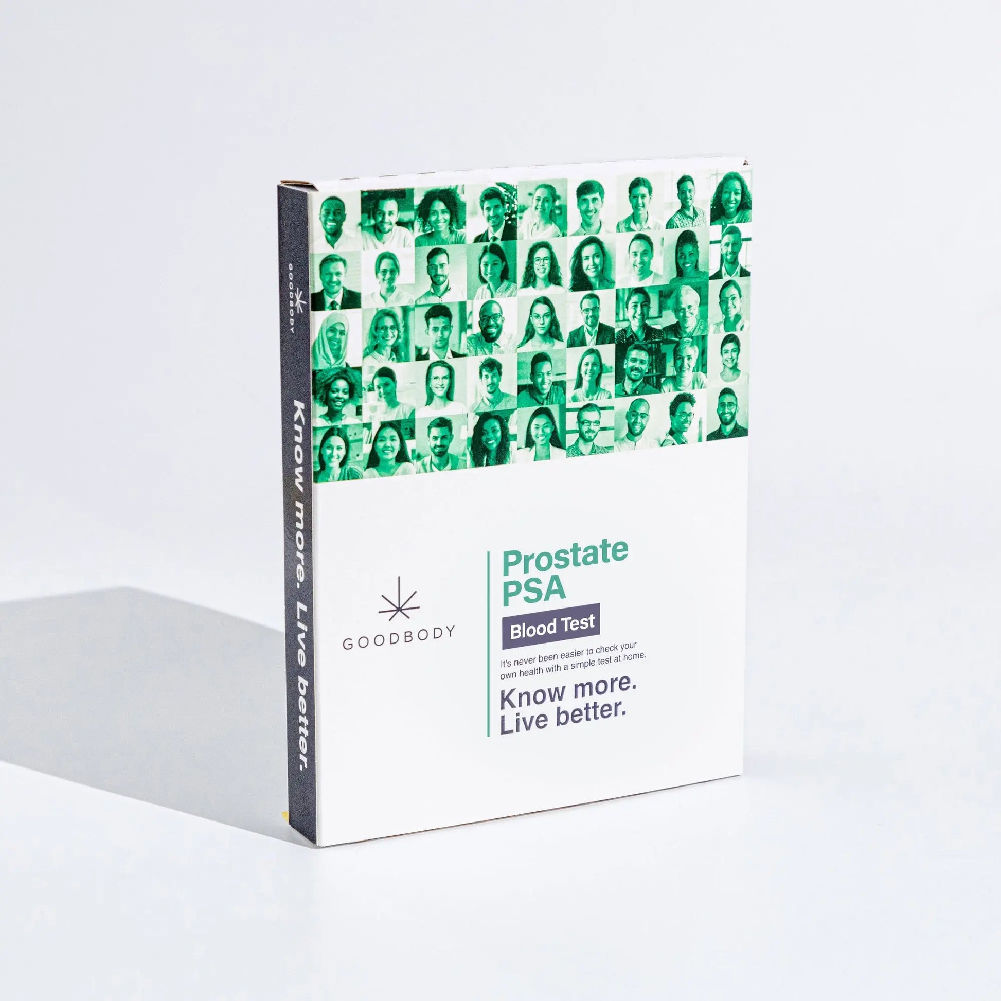 Goodbody Prostate PSA blood test packaging with green and white design.