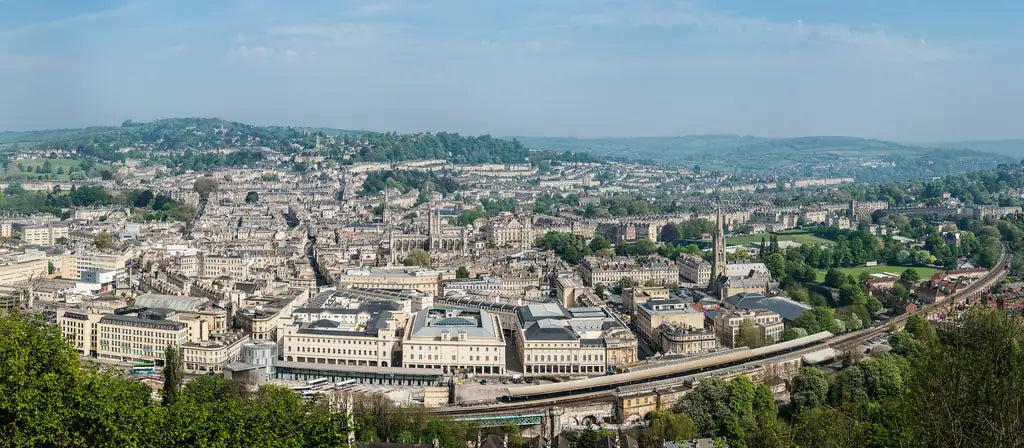 Panorama of Bath with the Abbey and Georgian terraces
